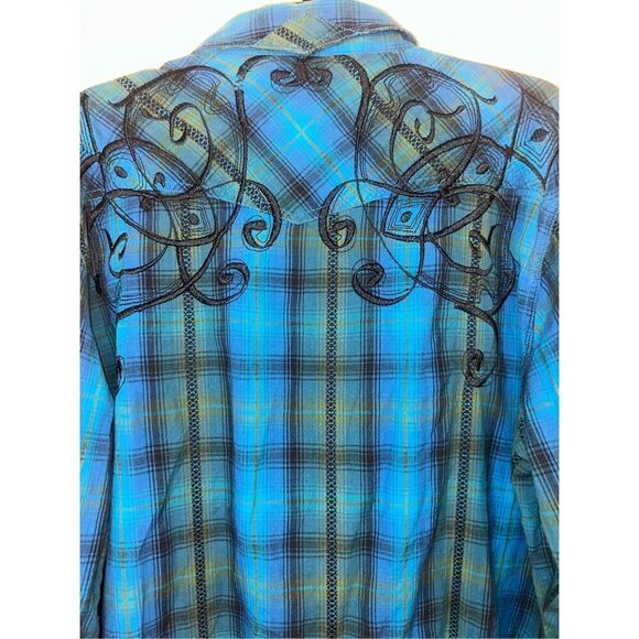 Western Shirt Men XL Pearl Snap Embroidered Rockabilly Rodeo Southern Thread - Picture 8 of 8
